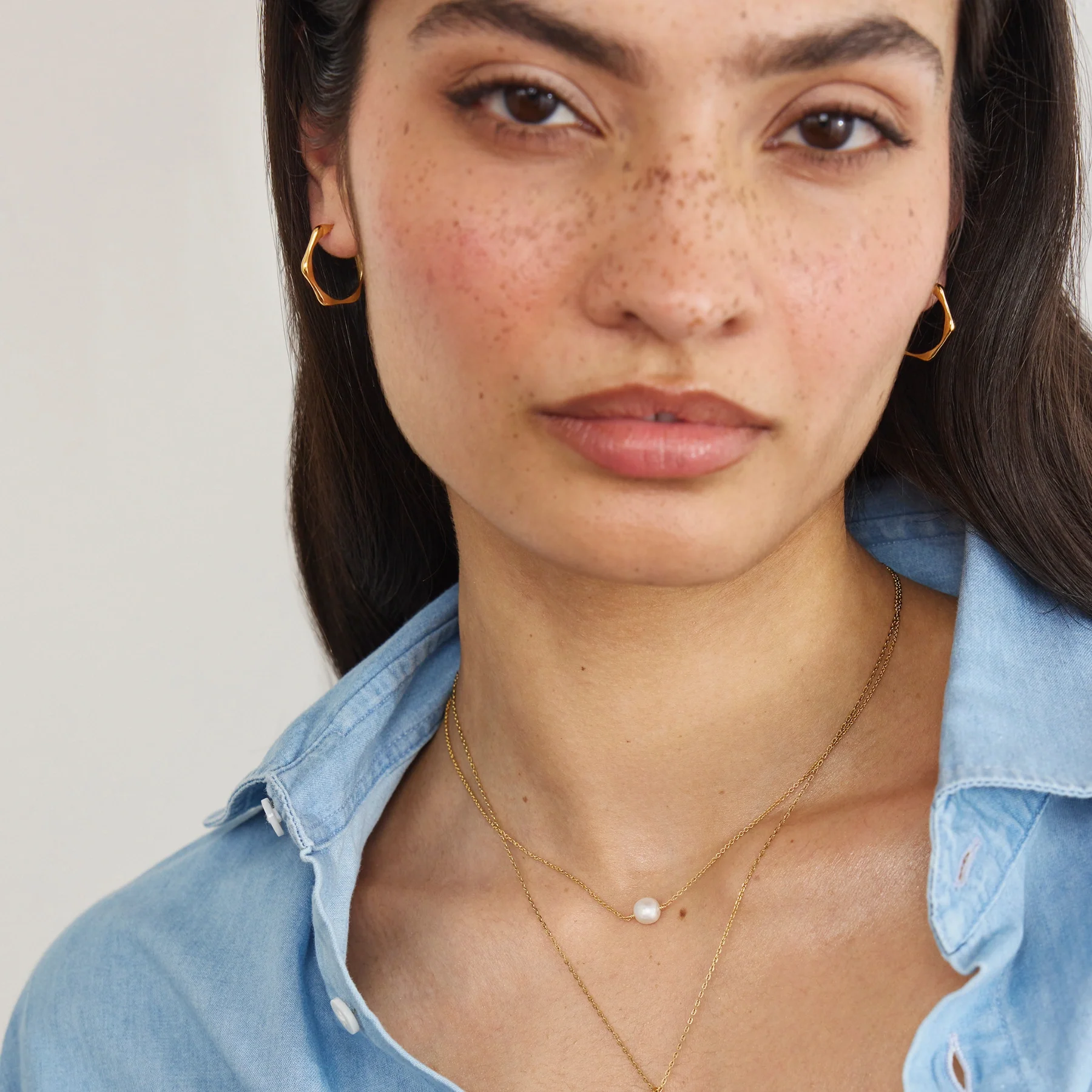 Gold Bamboo Hoop Earrings - Image 5