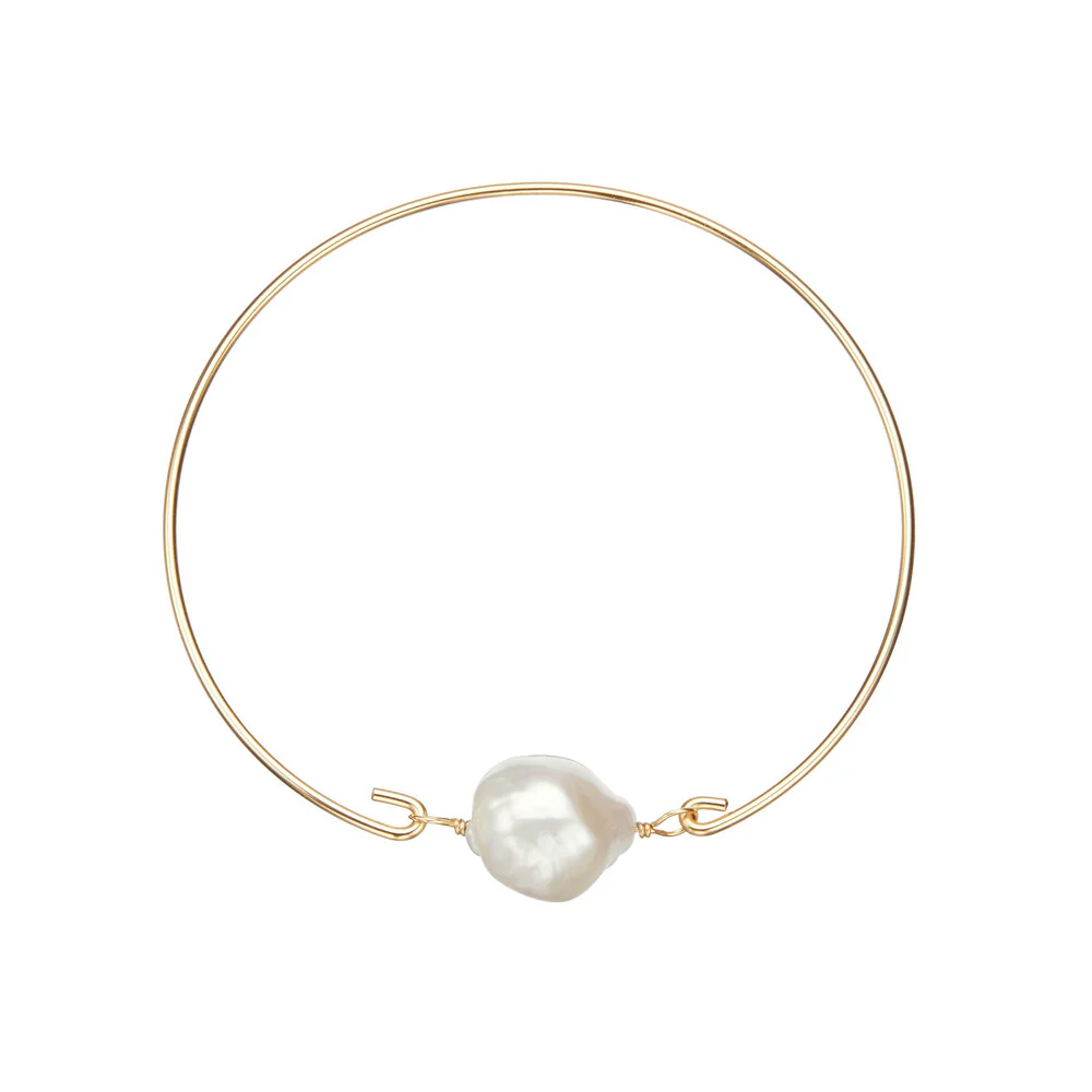 Gold Baroque Pearl Bangle