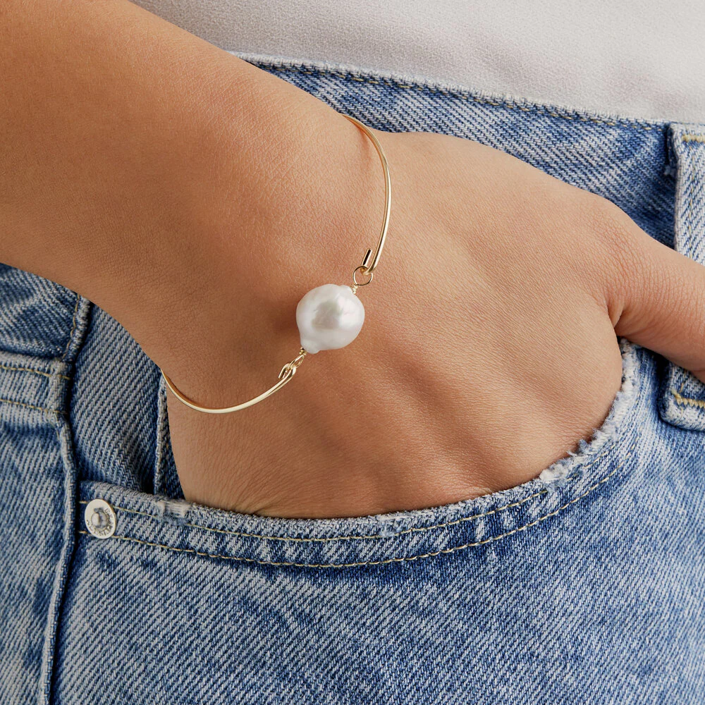 Gold Baroque Pearl Bangle - Image 3