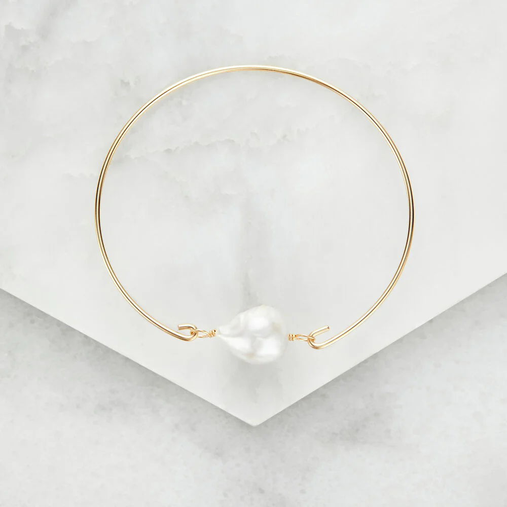 Gold Baroque Pearl Bangle - Image 4