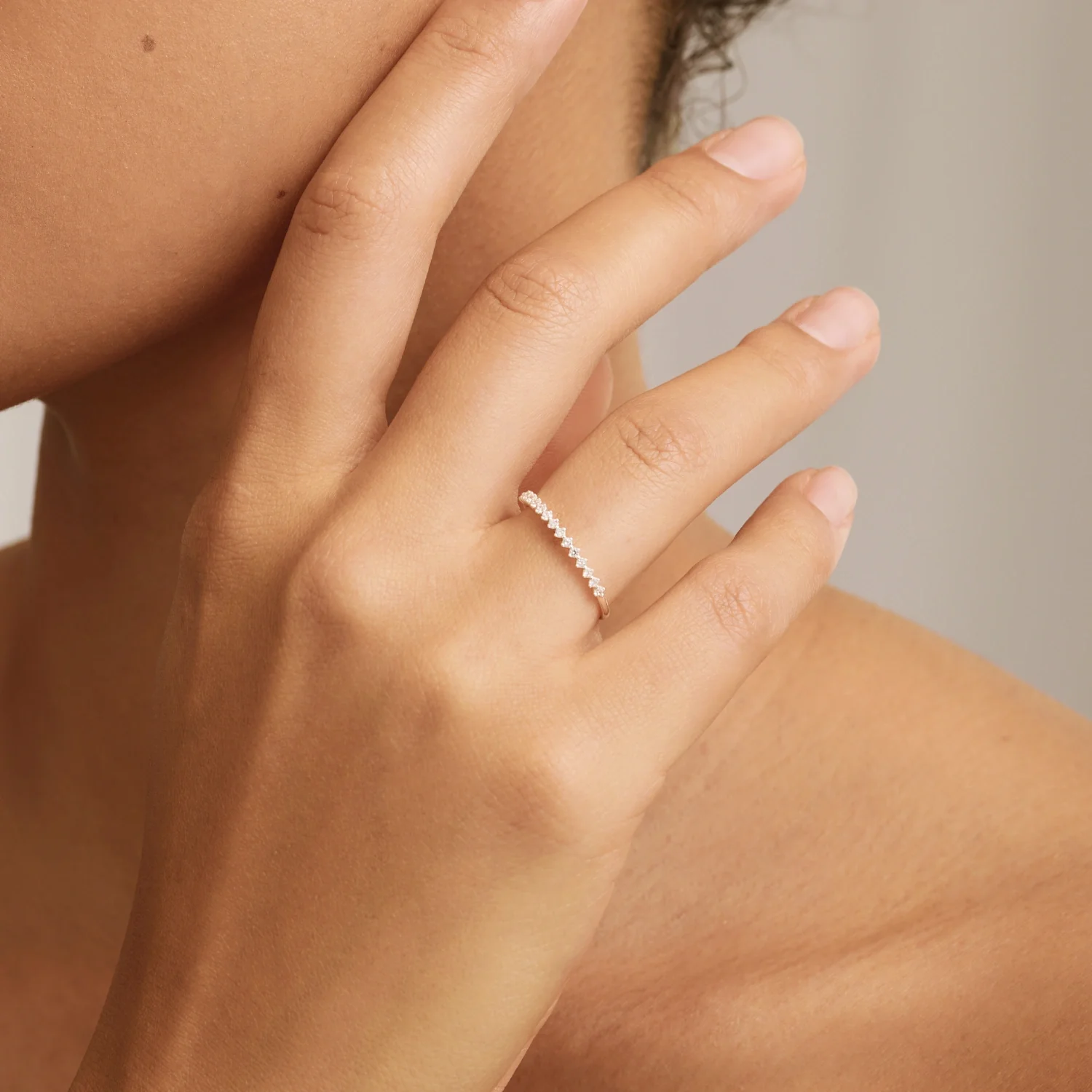 Gold Brilliant Diamond Style Half Eternity Ring - Image 3