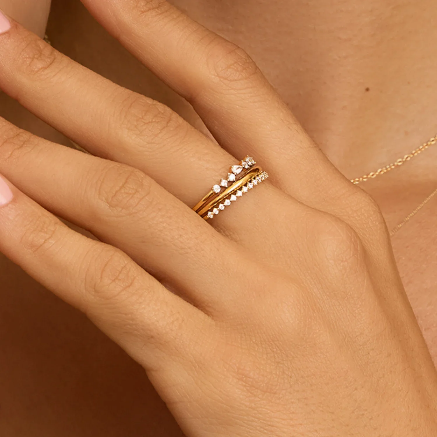 Gold Brilliant Diamond Style Half Eternity Ring - Image 4