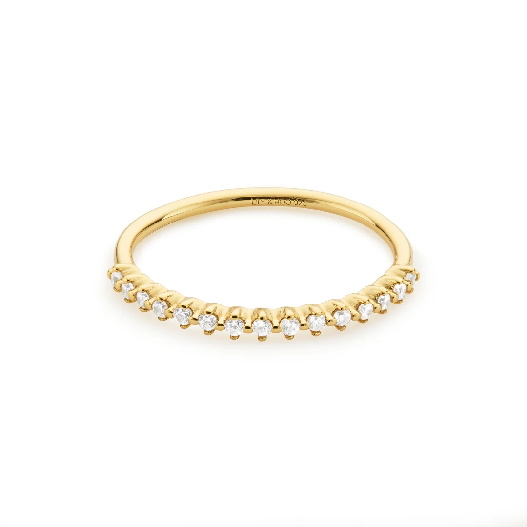 Gold Brilliant Diamond Style Half Eternity Ring - Image 7