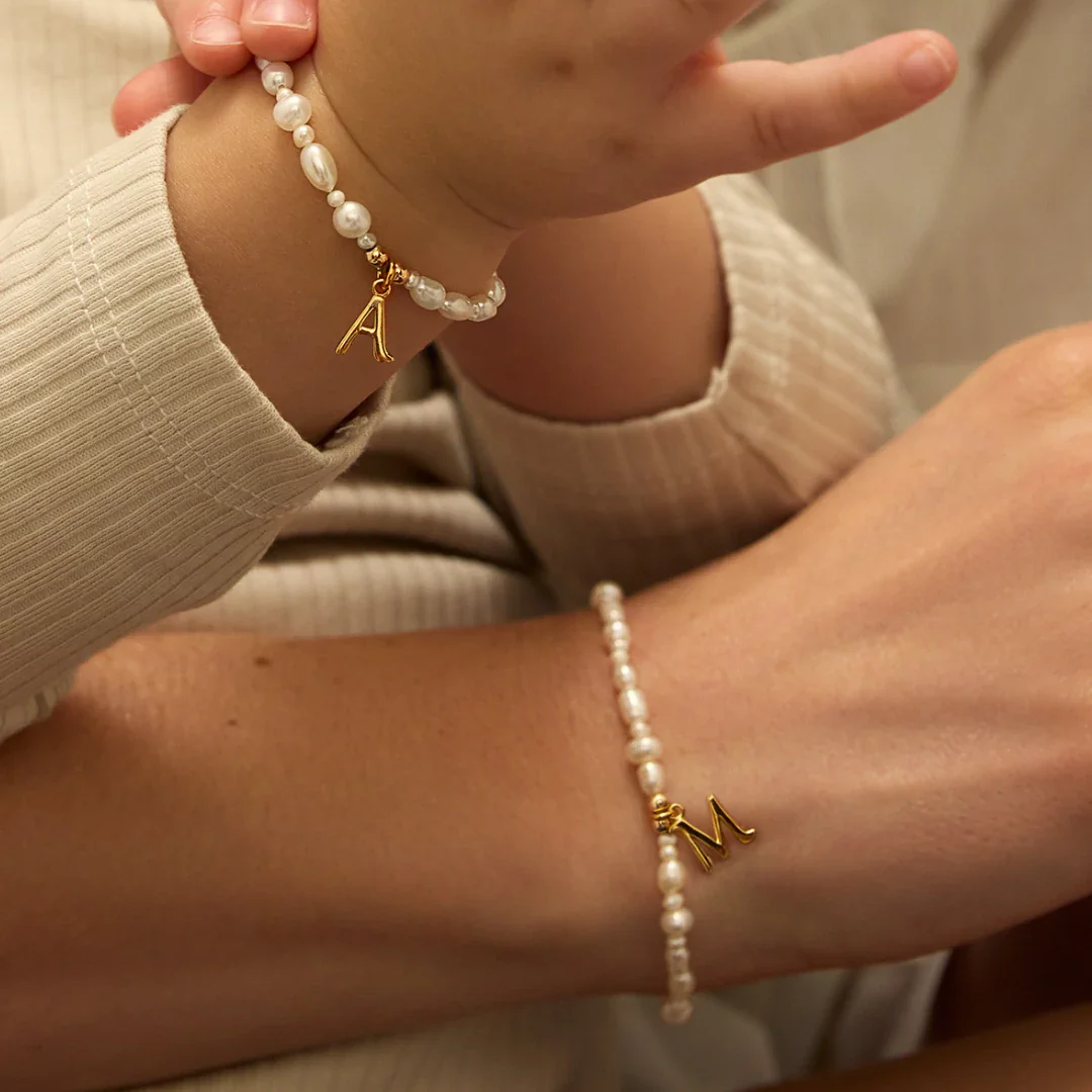 Gold Pearl Initial Letter Bracelet - Image 6