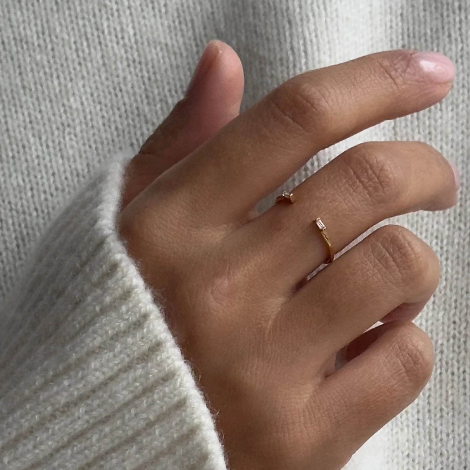 Gold Diamond Style Baguette Gap Ring - Image 6