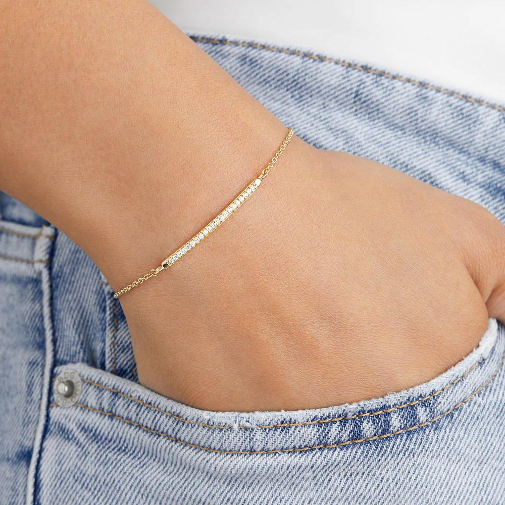 Gold Diamond Style Bar Bracelet - Image 3