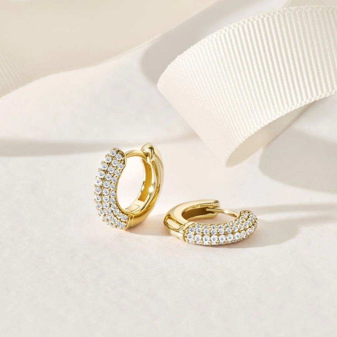 Gold Diamond Style Chunky Cluster Hoop Earrings - Image 13