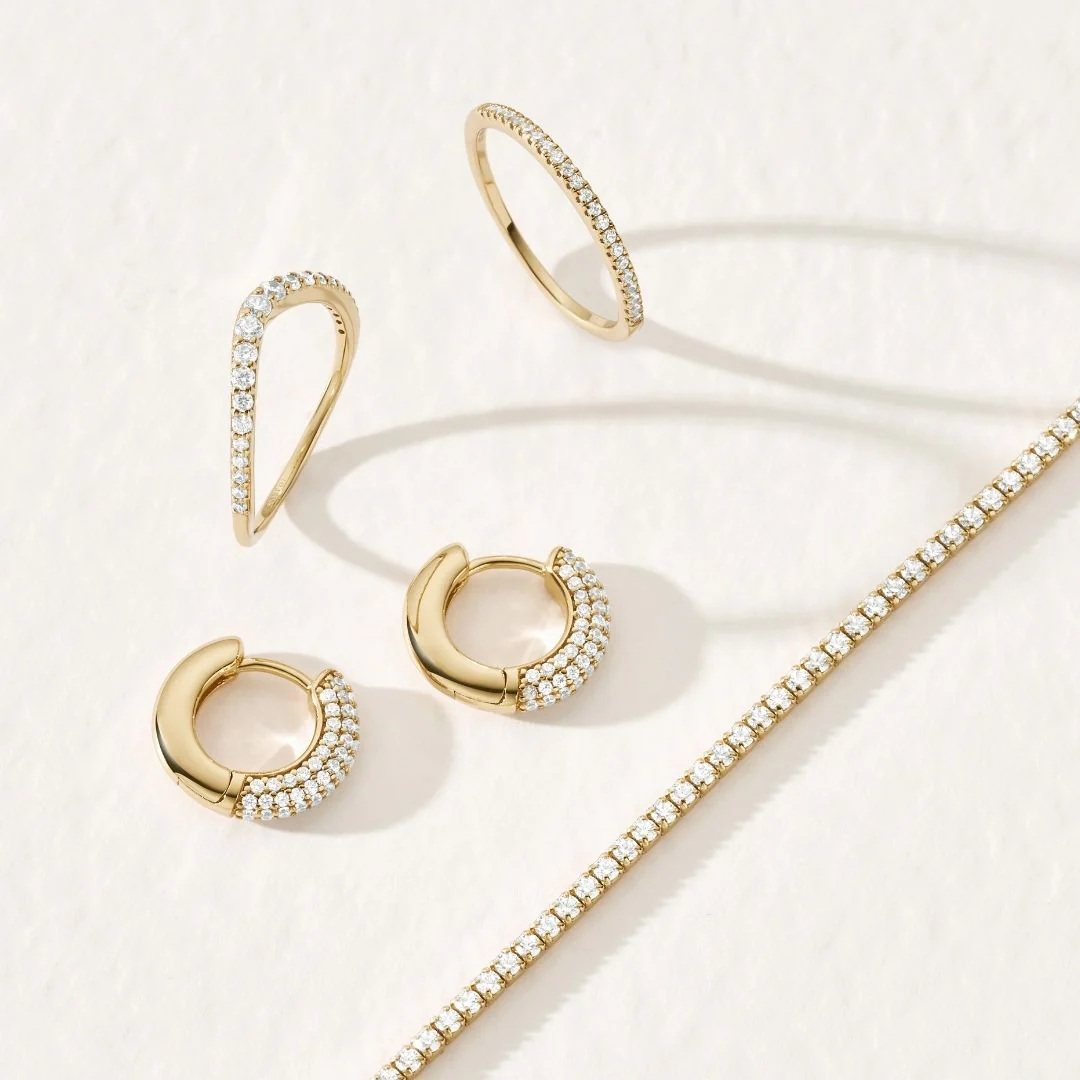 Gold Diamond Style Chunky Cluster Hoop Earrings - Image 14