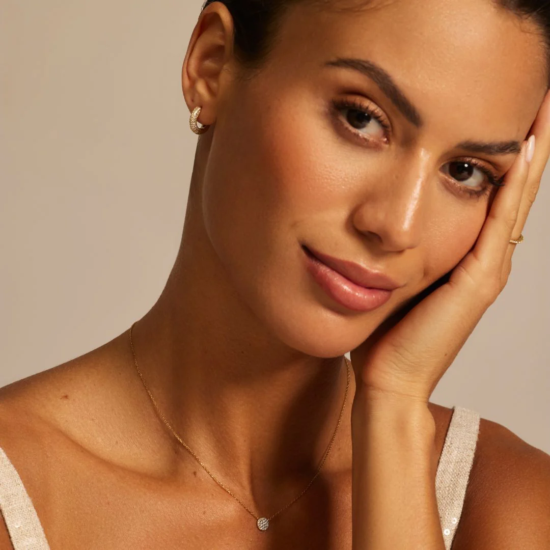 Gold Diamond Style Chunky Cluster Hoop Earrings - Image 8