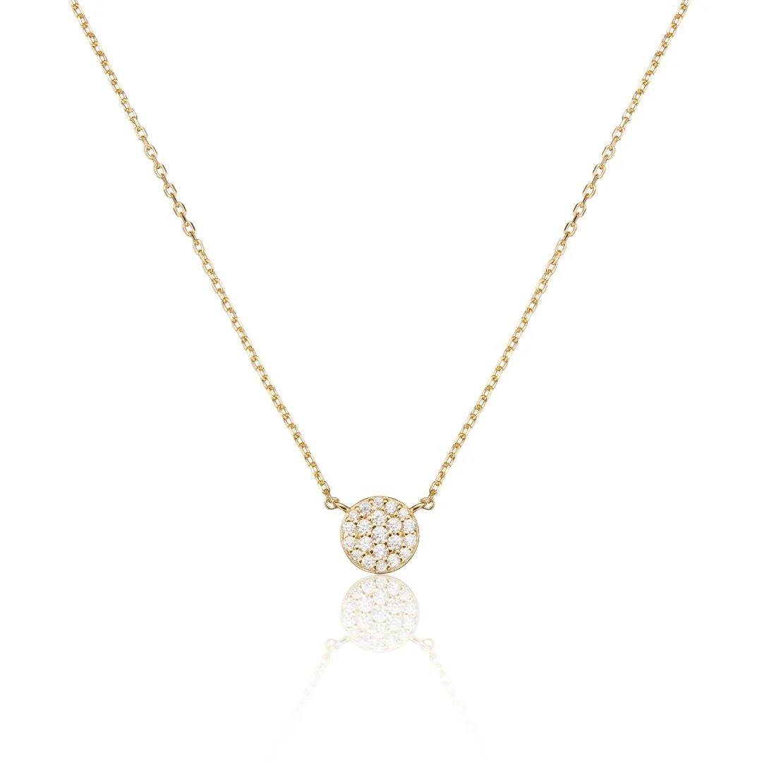 Gold Diamond Style Cluster Circle Necklace