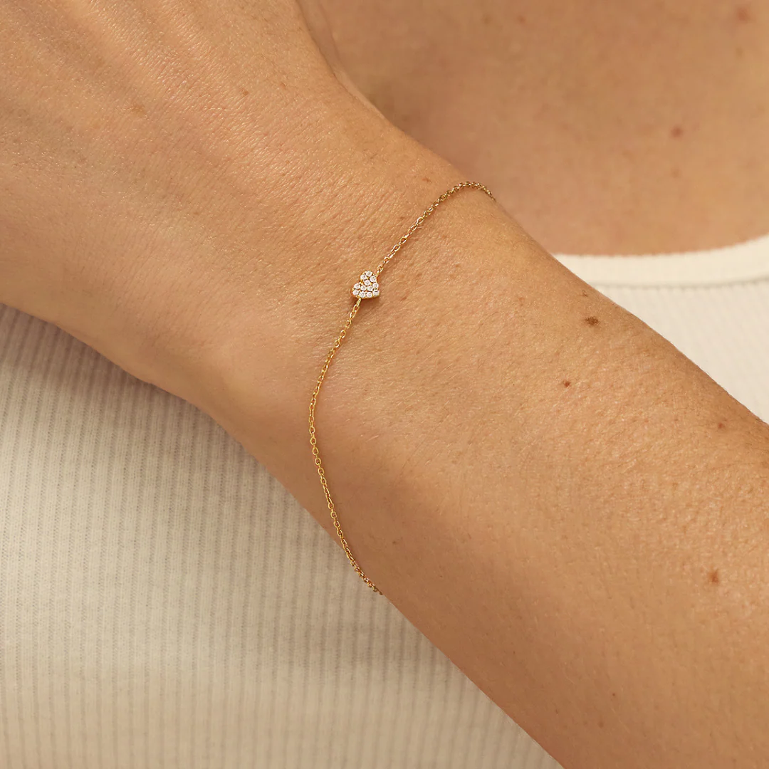 Gold Diamond Style Cluster Heart Bracelet - Image 3