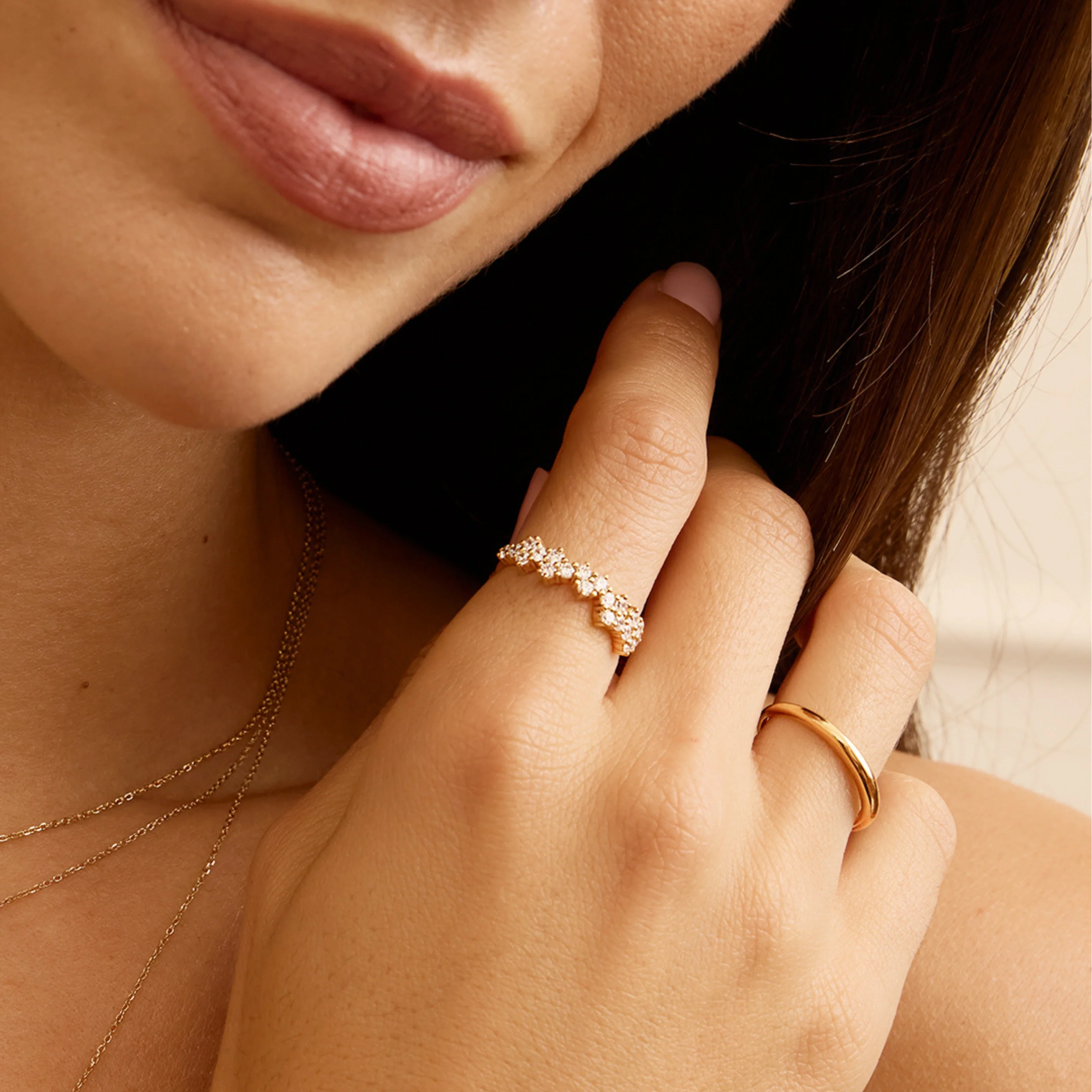 Gold Diamond Style Cluster Ring - Image 2