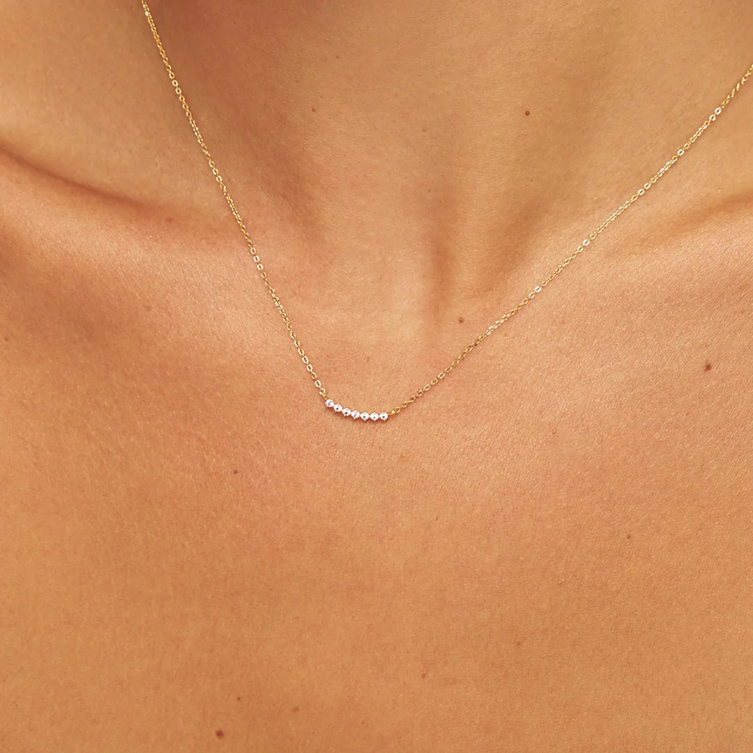 Gold Diamond Style Curve Necklace - Image 5