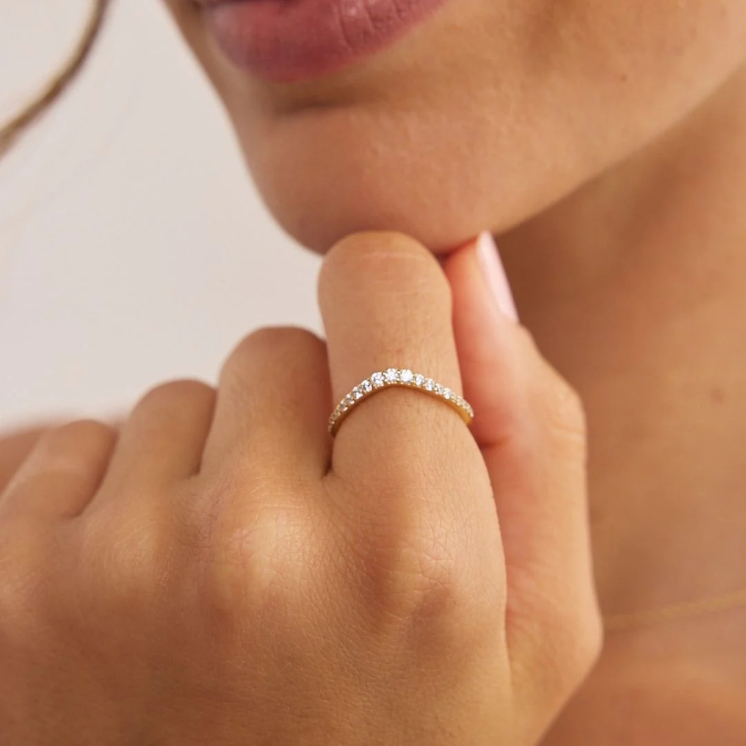 Gold Diamond Style Curve Ring - Image 3