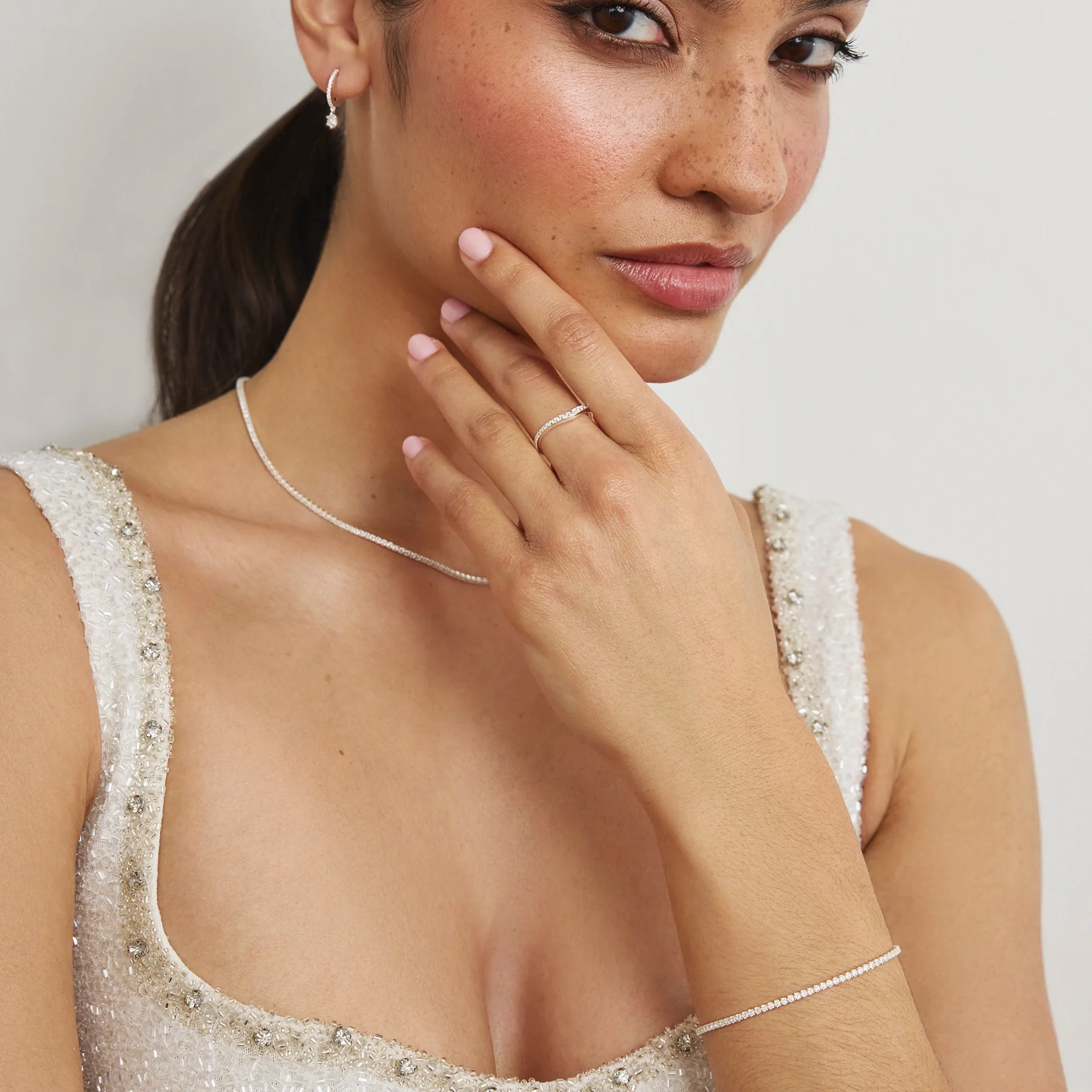 Gold Diamond Style Hexagon Drop Earrings - Image 3
