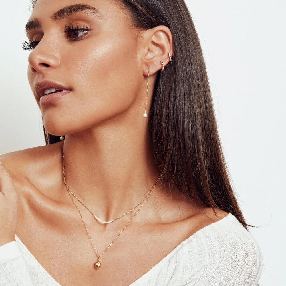 Gold Diamond Style Jagged Huggie Hoop Earrings - Image 7