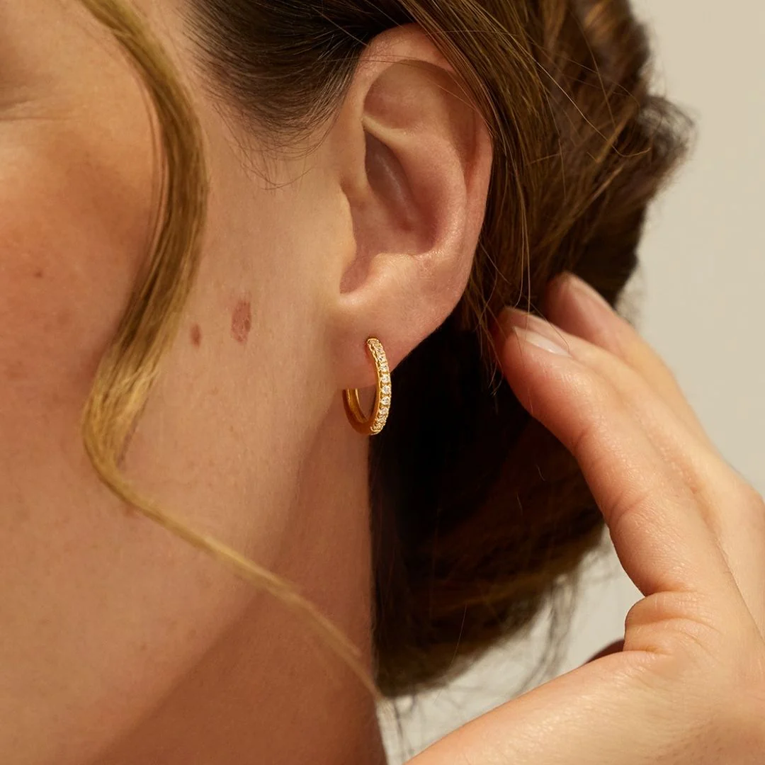 Gold Diamond Style Large Hoop Earrings - Image 3