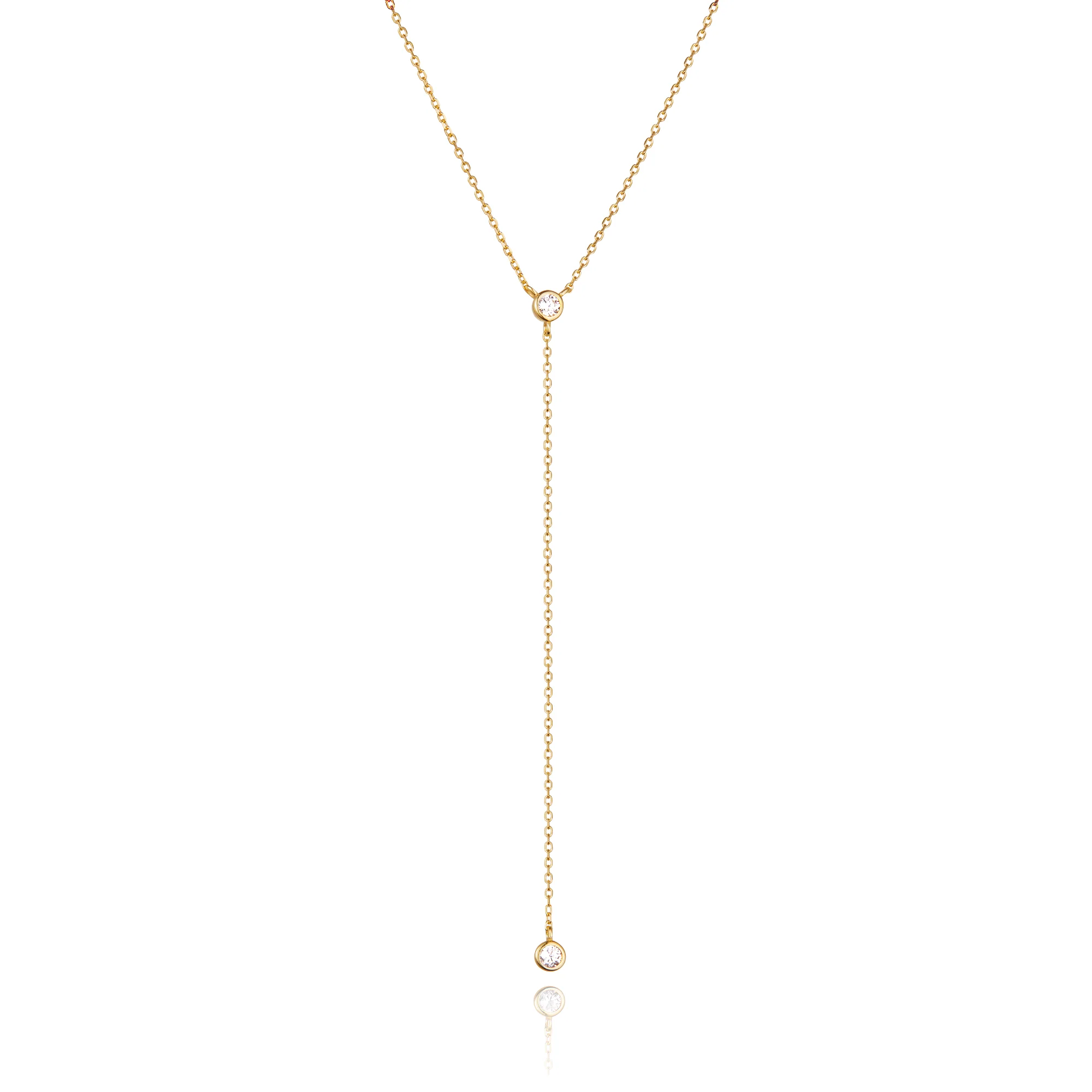 Gold Diamond Style Lariat Necklace