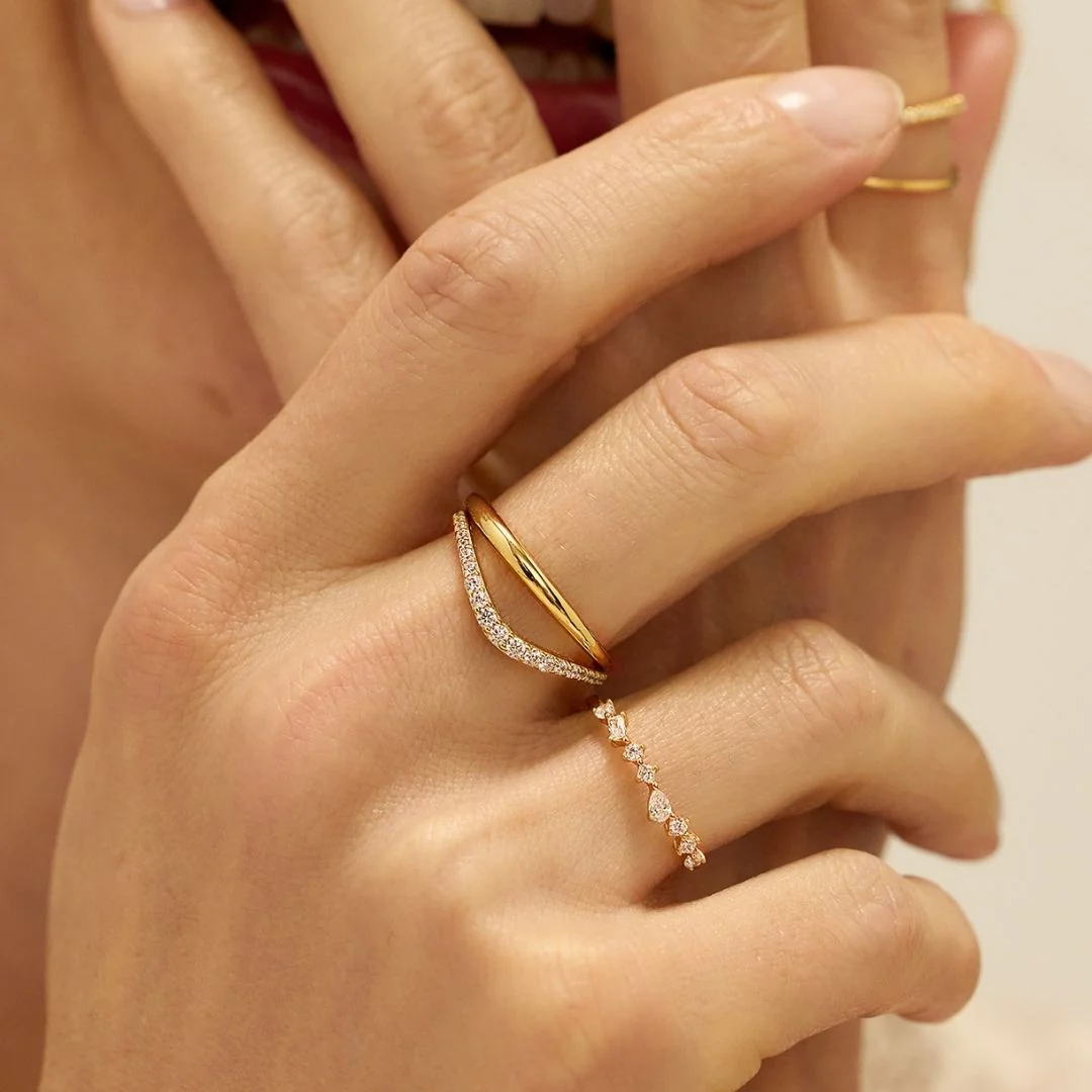 Gold Diamond Style Mixed Cluster Ring - Image 3