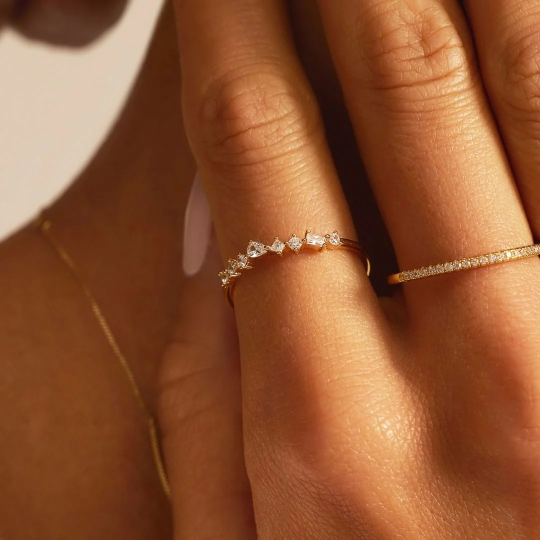 Gold Diamond Style Mixed Cluster Ring - Image 4