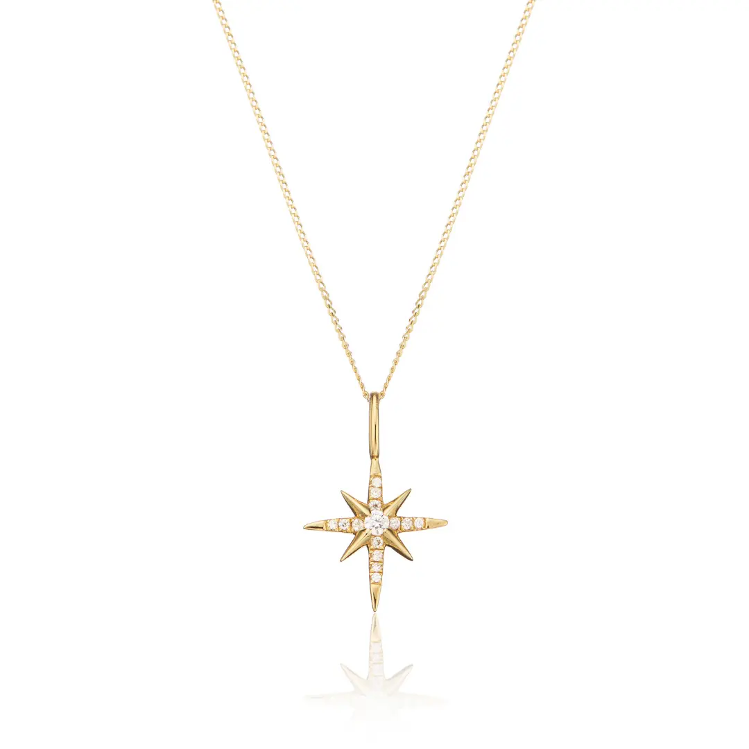 Gold Diamond Style North Star Necklace
