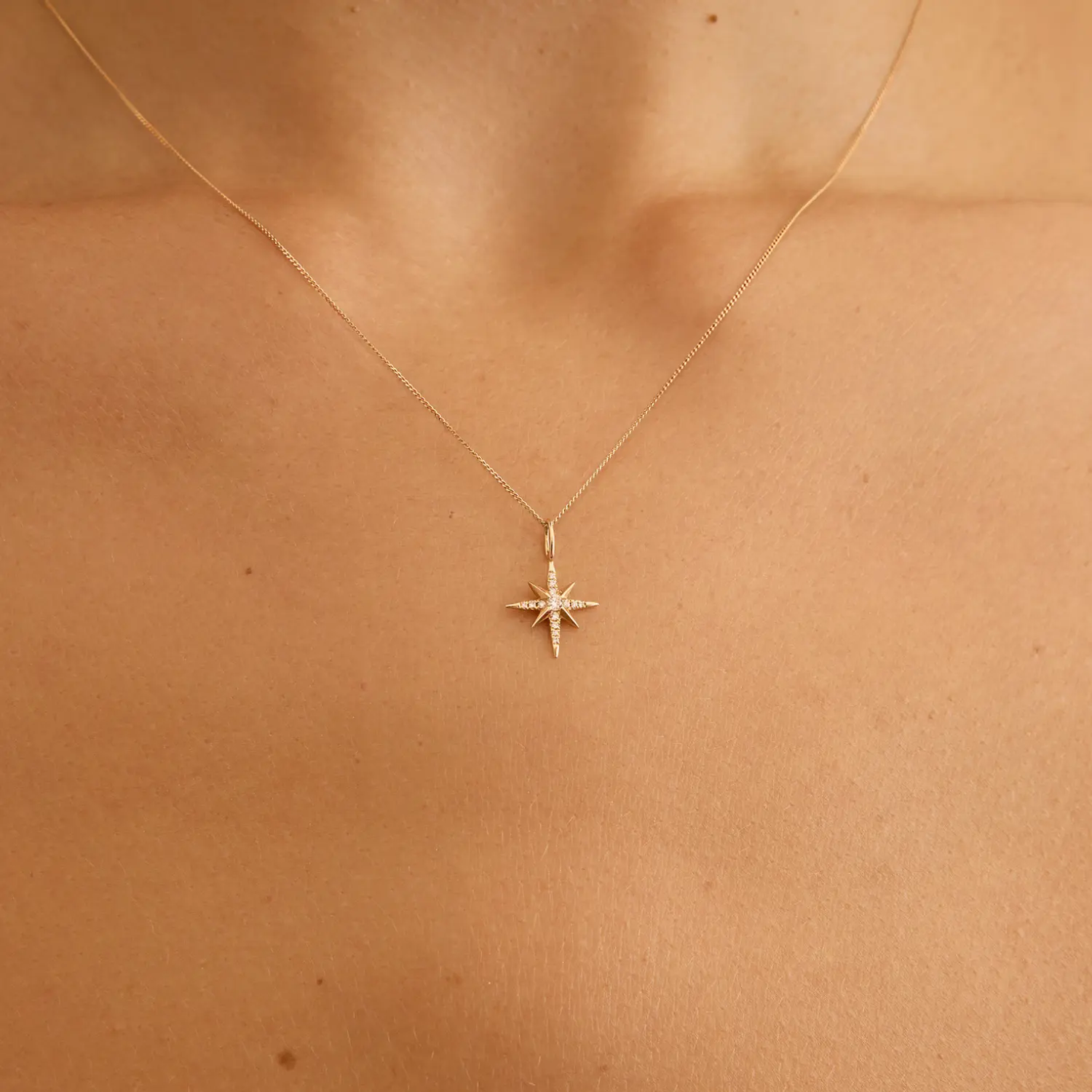Gold Diamond Style North Star Necklace - Image 2
