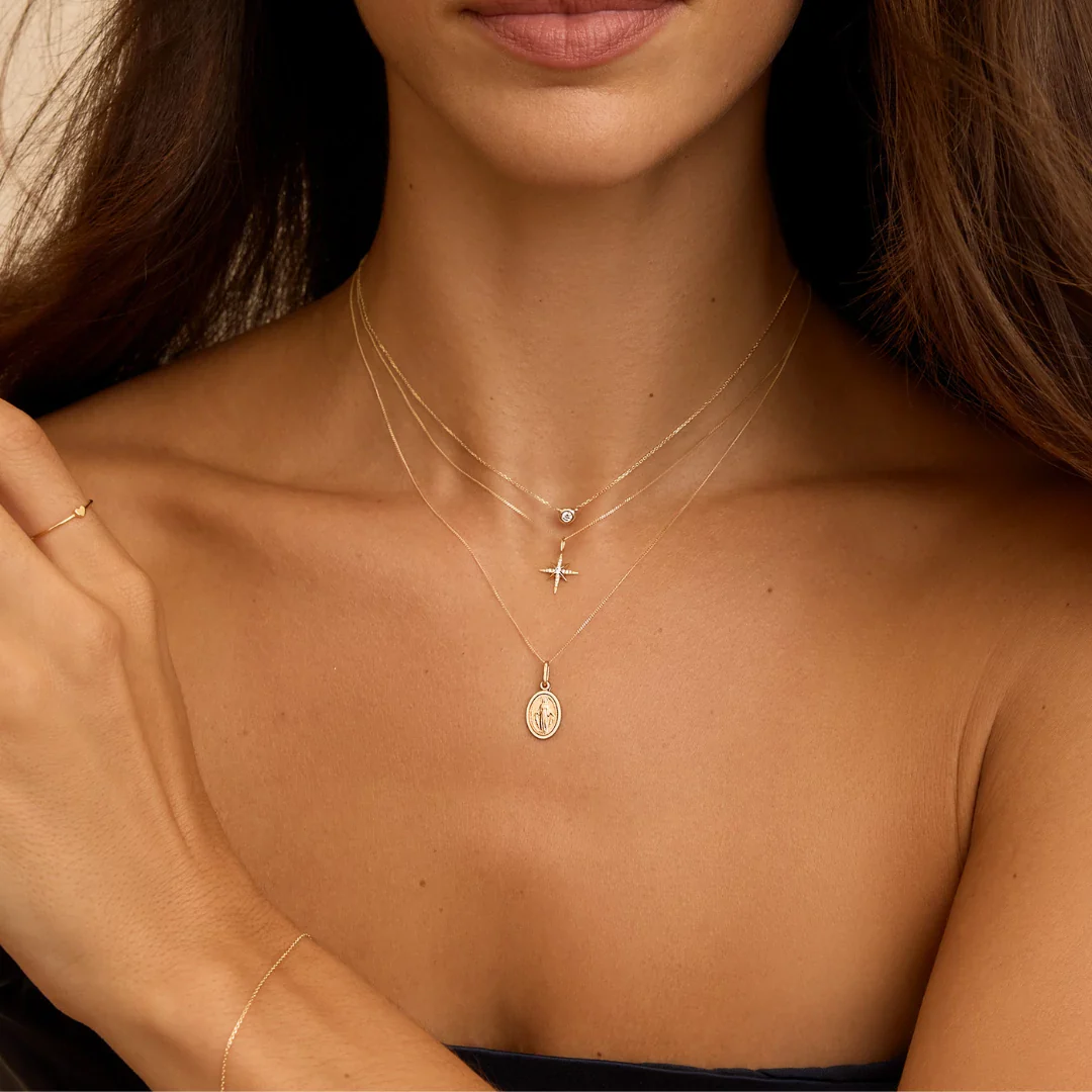 Solid Gold Floating Diamond Necklace - Image 9