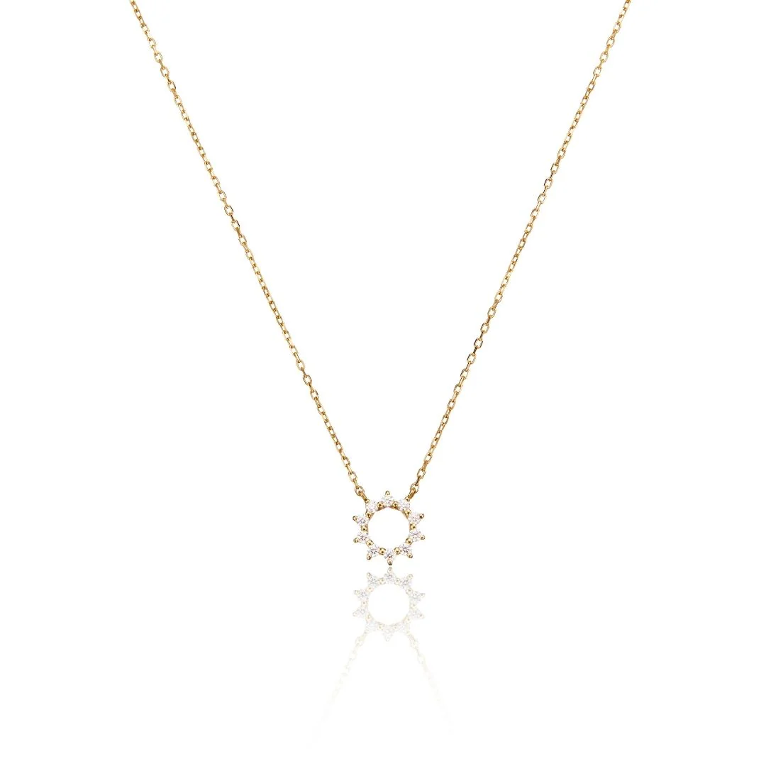 Gold Diamond Style Sun Necklace