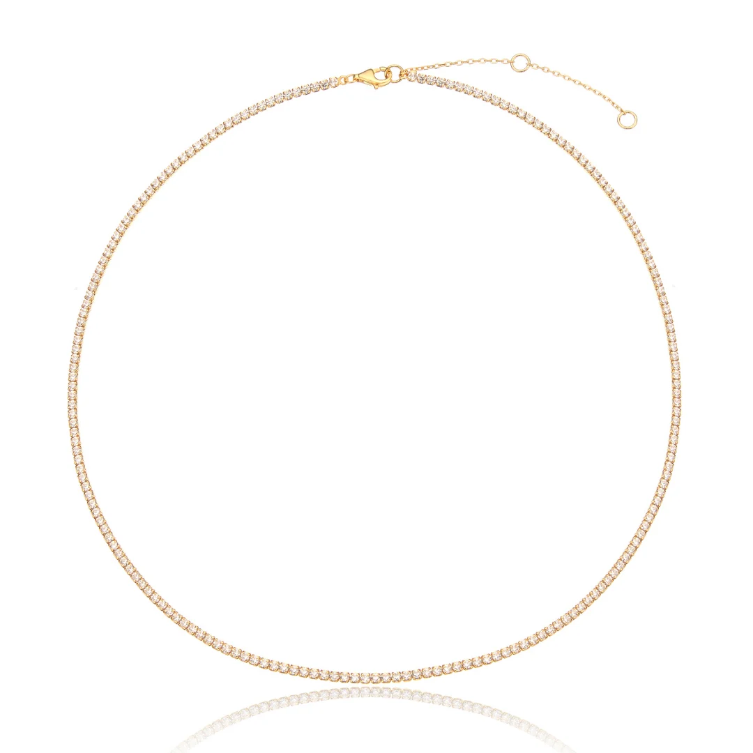 Gold Diamond Style Tennis Necklace