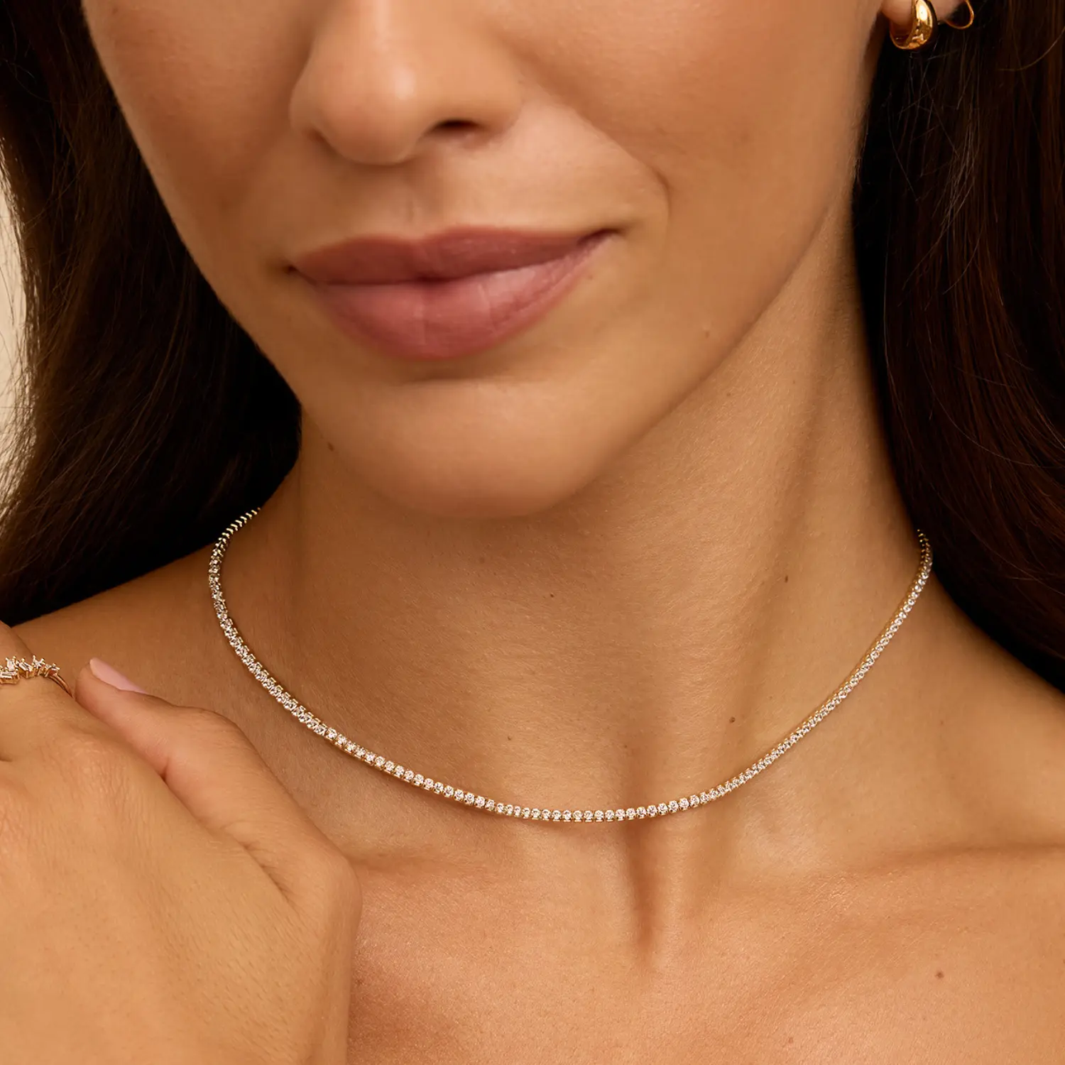 Gold Diamond Style Tennis Necklace - Image 3