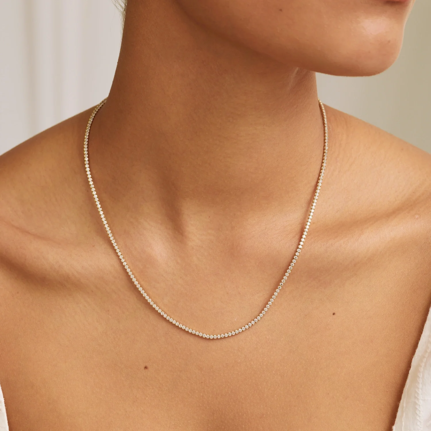 Gold Diamond Style Tennis Necklace and Bracelet Gift Set - Image 3