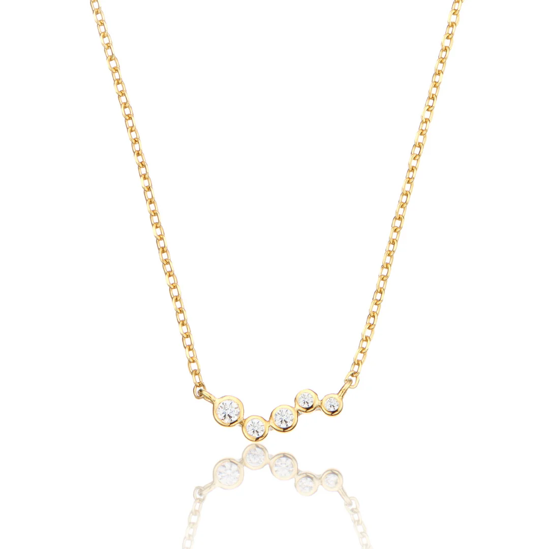 Gold Diamond Style Wave Necklace
