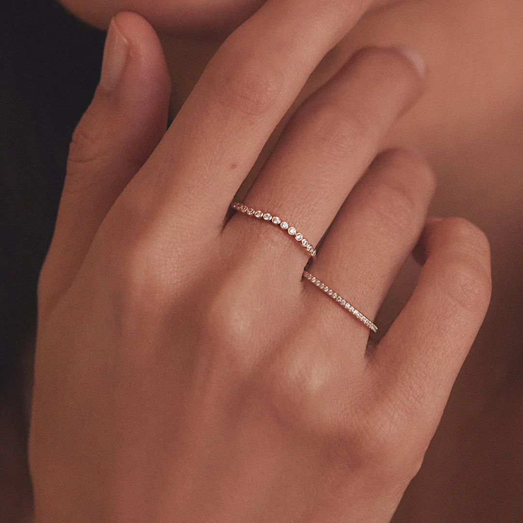 Gold Diamond Style Wave Ring - Image 2