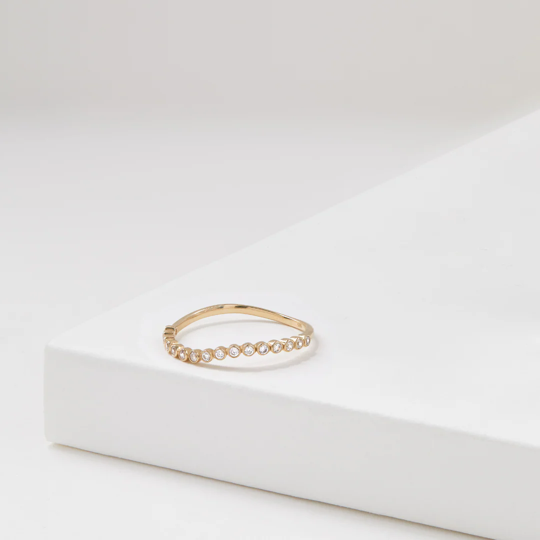 Gold Diamond Style Wave Ring - Image 4