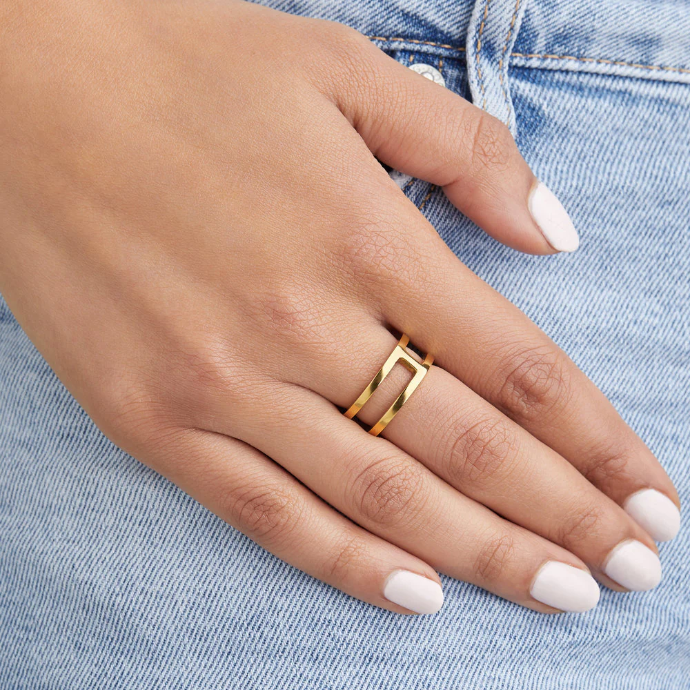 Gold Double Band Ring - Image 3