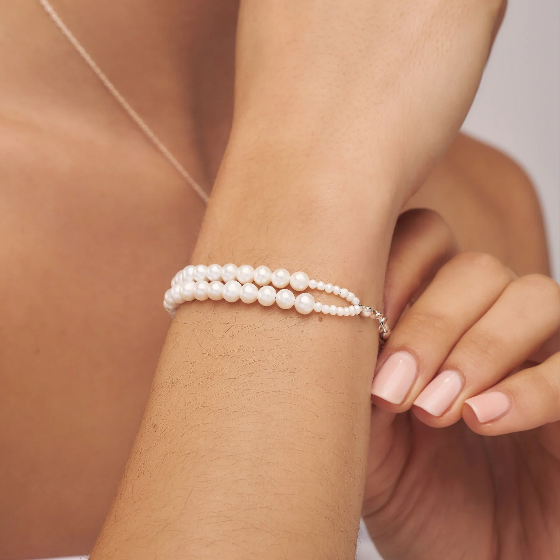 Gold Double Pearl Bracelet - Image 3