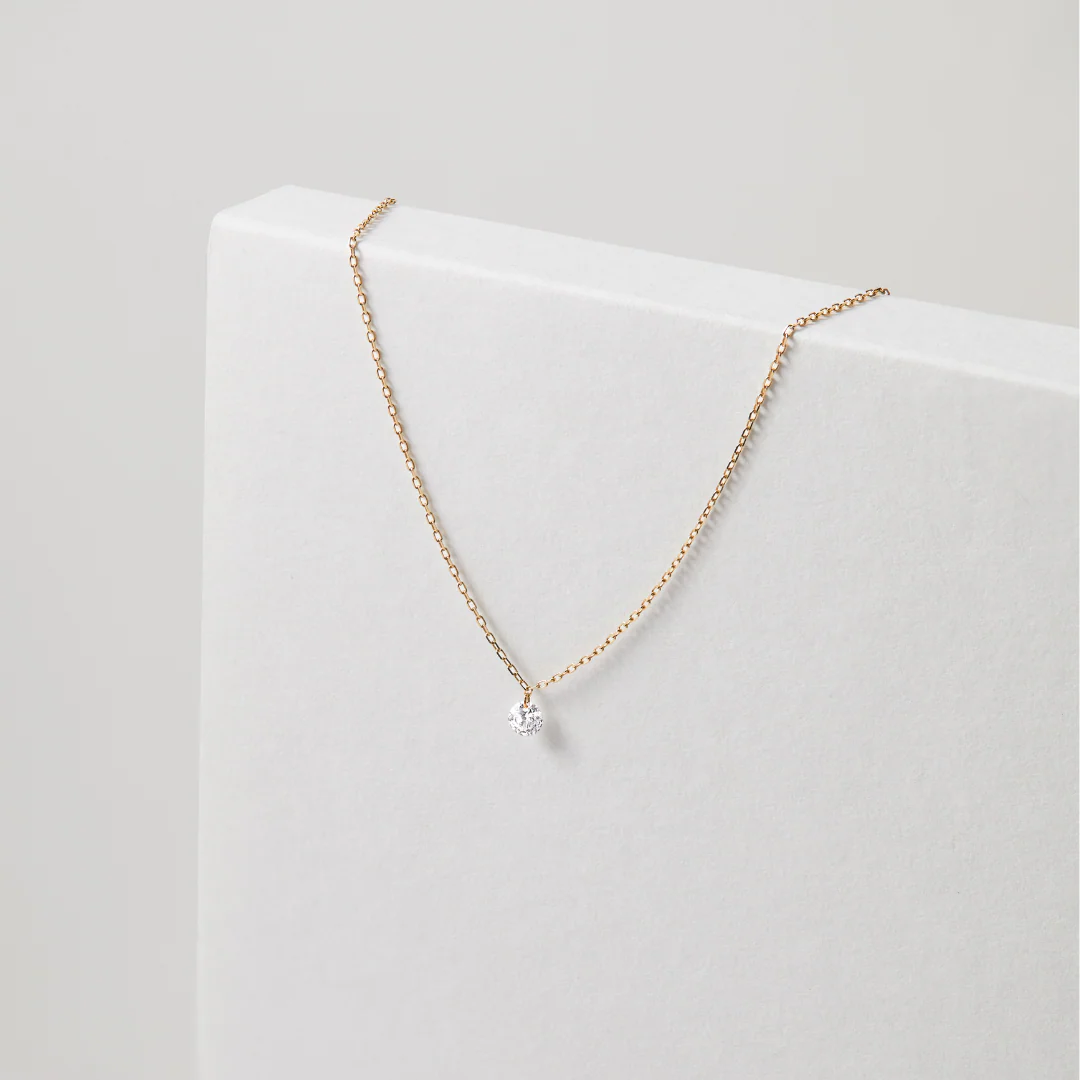 Gold Floating Diamond Style Necklace - Image 7