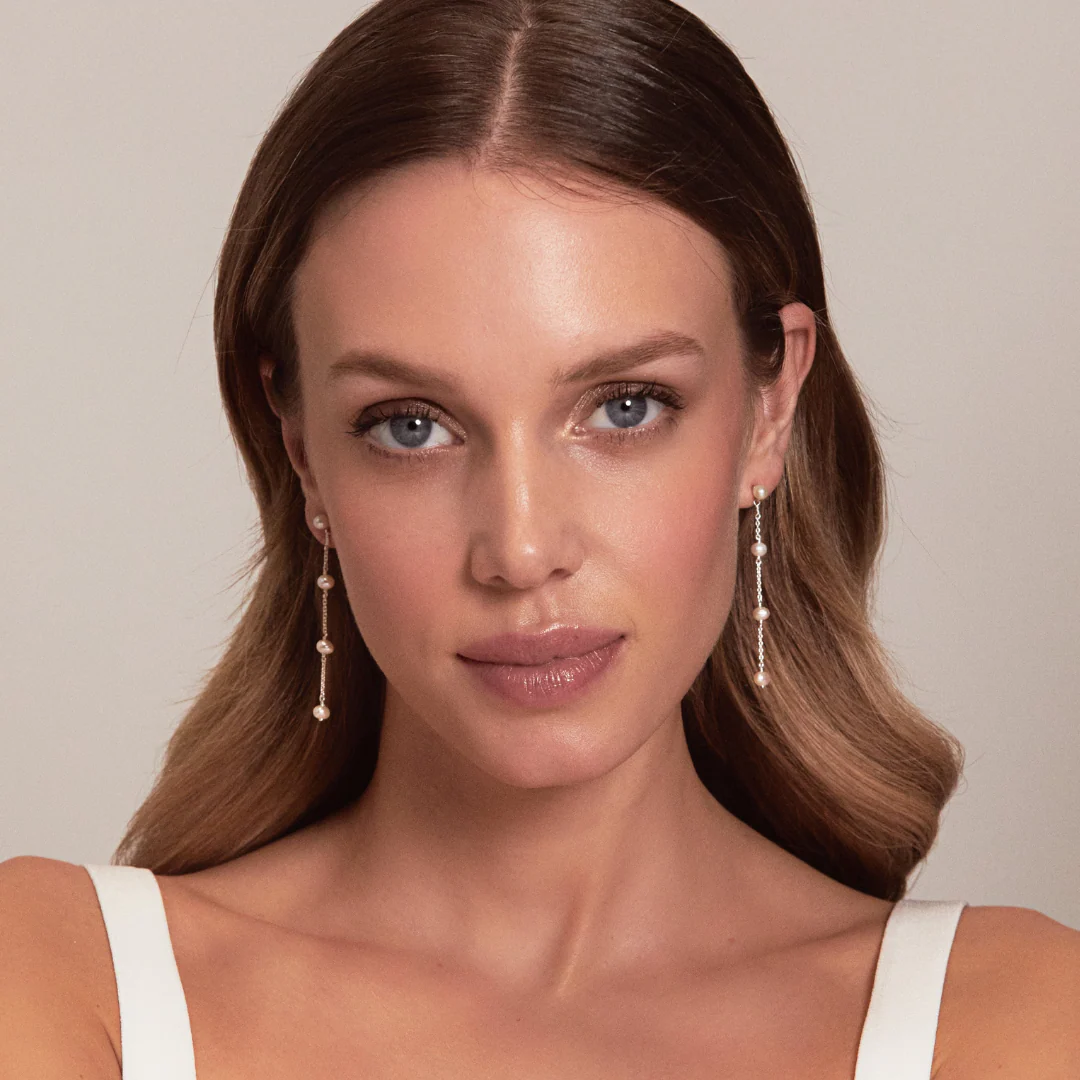 Gold Four Pearl Drop Earrings - Image 5