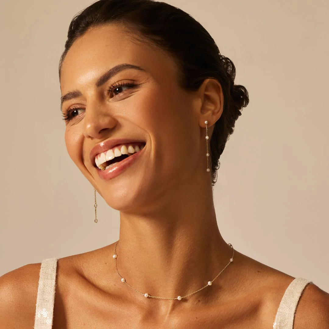 Gold Four Pearl Drop Earrings and Ten Pearl Choker Gift Set - Image 4