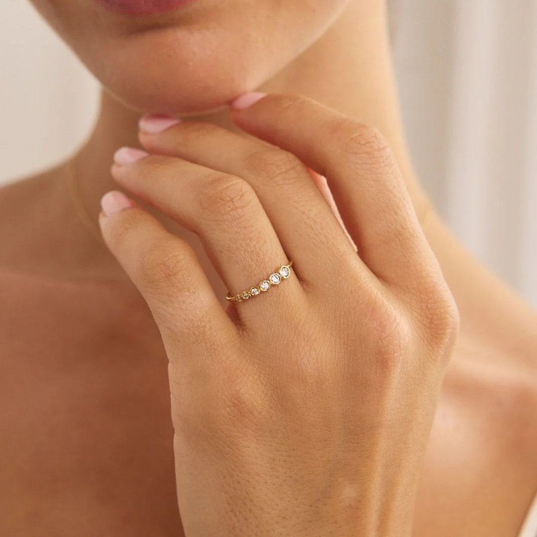 Gold Graduated Diamond Style Stacking Ring - Image 2