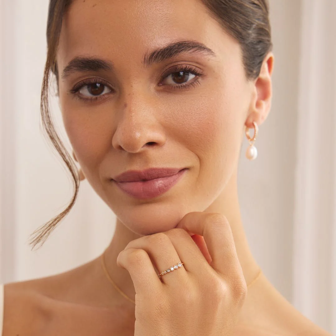 Gold Graduated Diamond Style Stacking Ring - Image 3