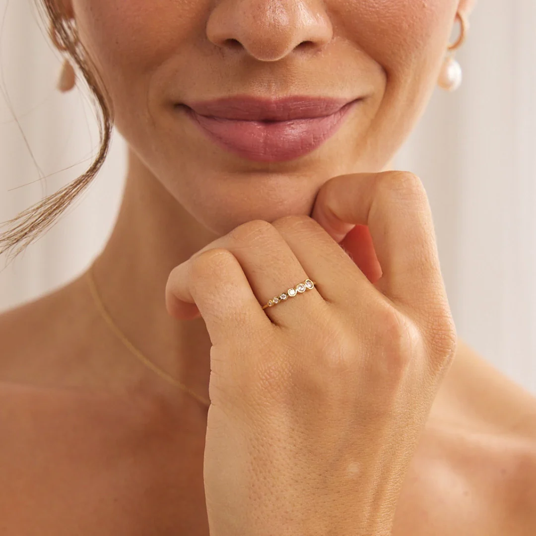 Gold Graduated Diamond Style Stacking Ring - Image 6