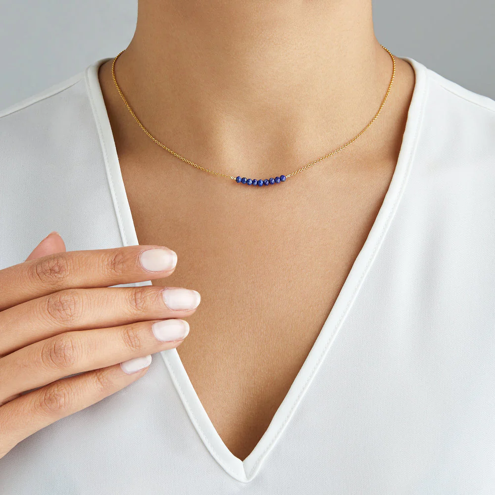 Gold Lapis Gemstone Cluster Choker - Image 2