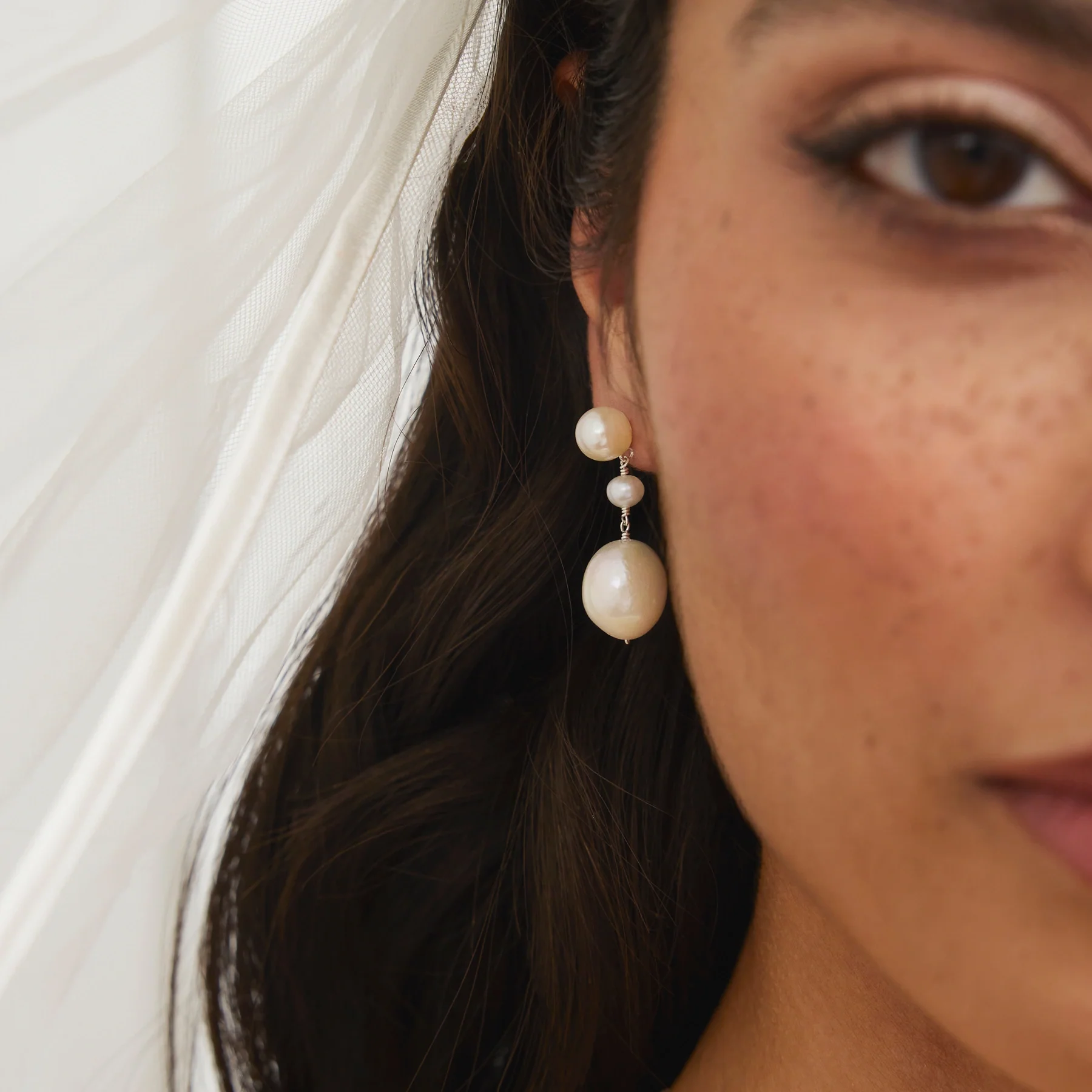 Gold Large Baroque Pearl Drop Stud Earrings - Image 5
