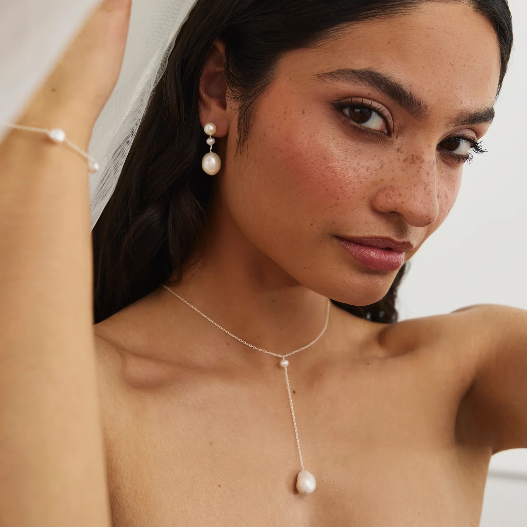 Gold Large Baroque Pearl Drop Stud Earrings - Image 6