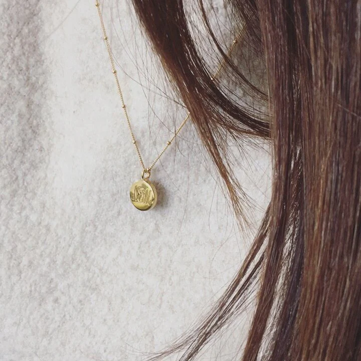 Gold Large Engraved Disc Necklace - Image 5