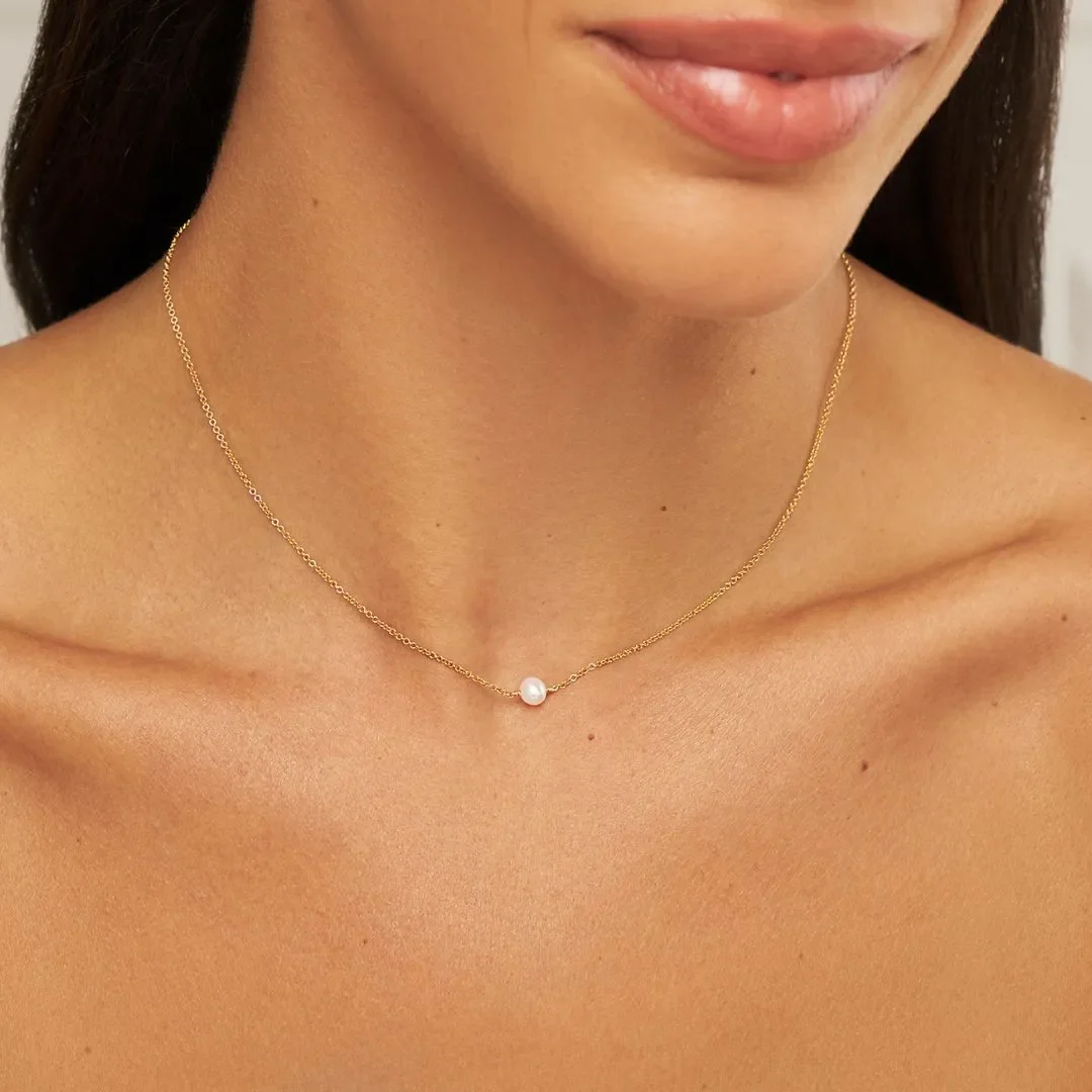 Gold Single Pearl Choker - Image 2