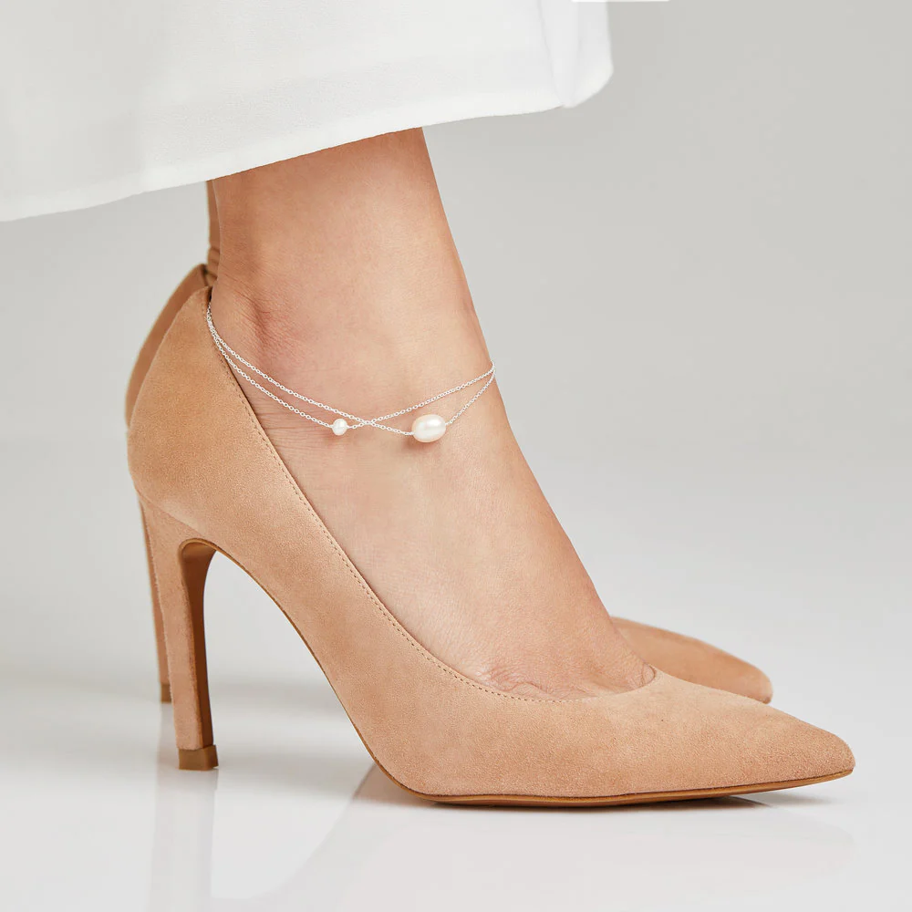 Gold Layered Large and Small Pearl Anklet - Image 3