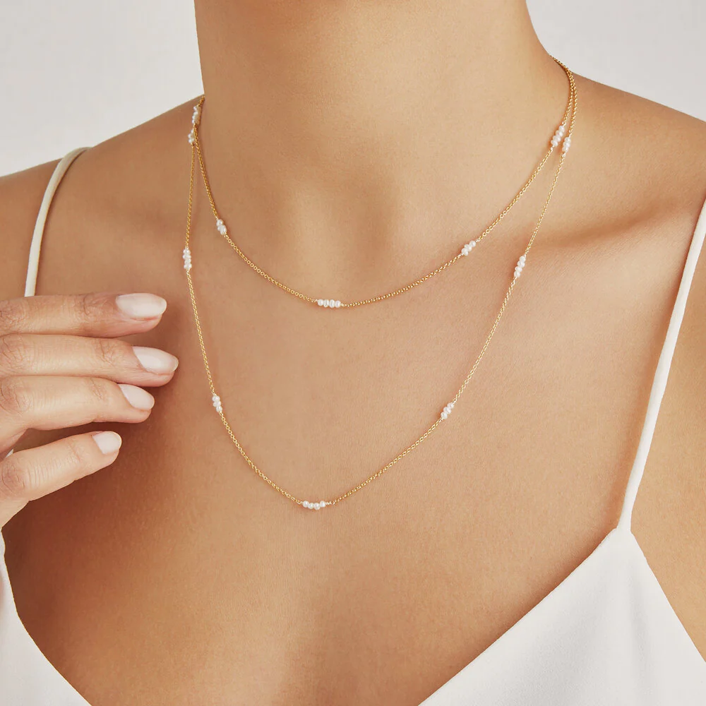 Gold Layered Mini Pearl Necklace - Image 2