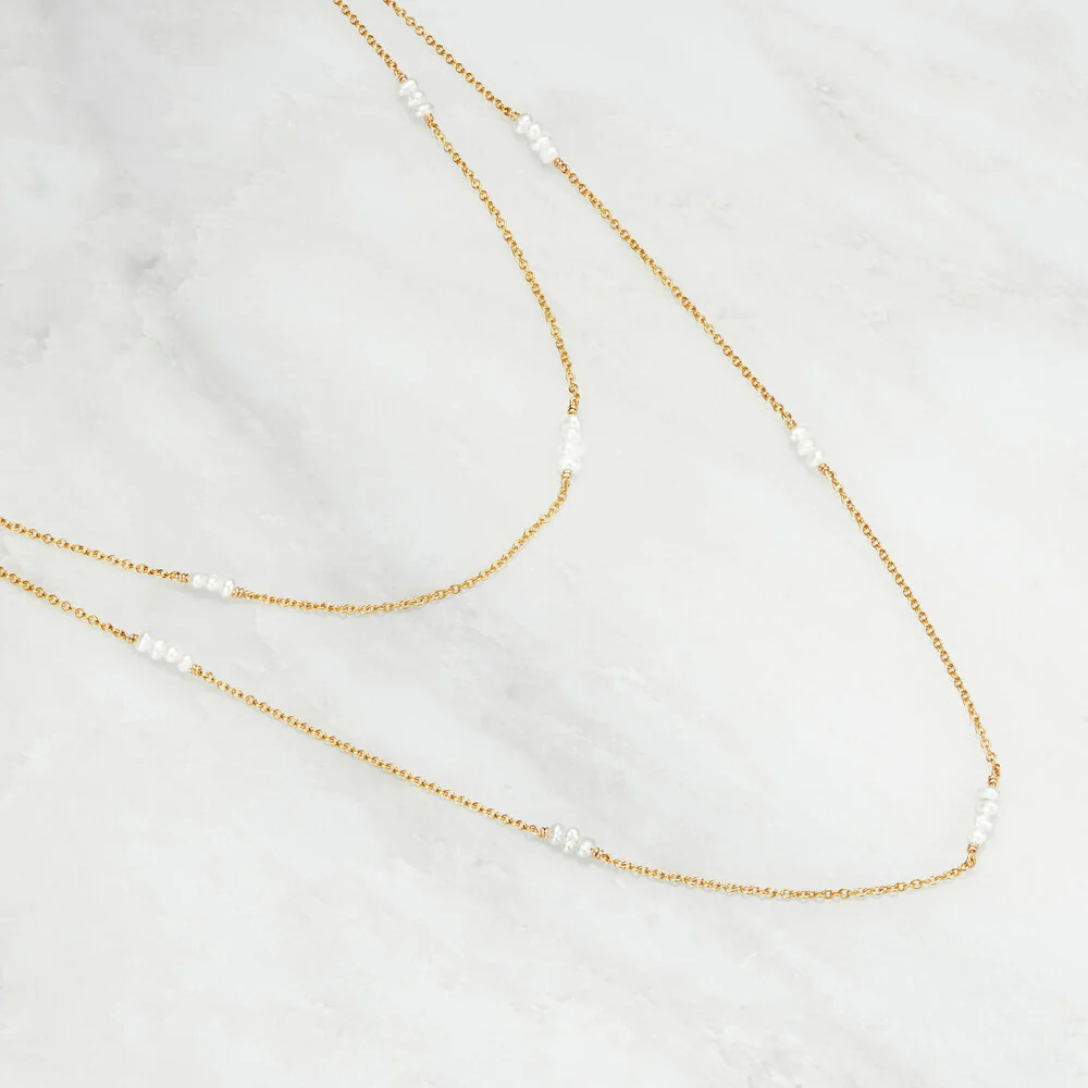 Gold Layered Mini Pearl Necklace - Image 3
